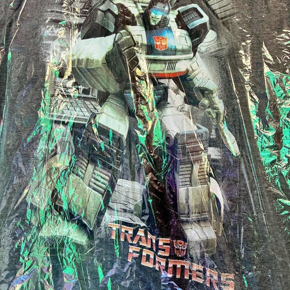TRANSFORMERS giant robot on charcoal heather grey short sleeve shirt men size M! - Picture 2 of 2
